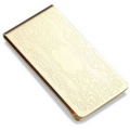 Gold Gilt Plated Metal Money Clip w/ Floral Design
